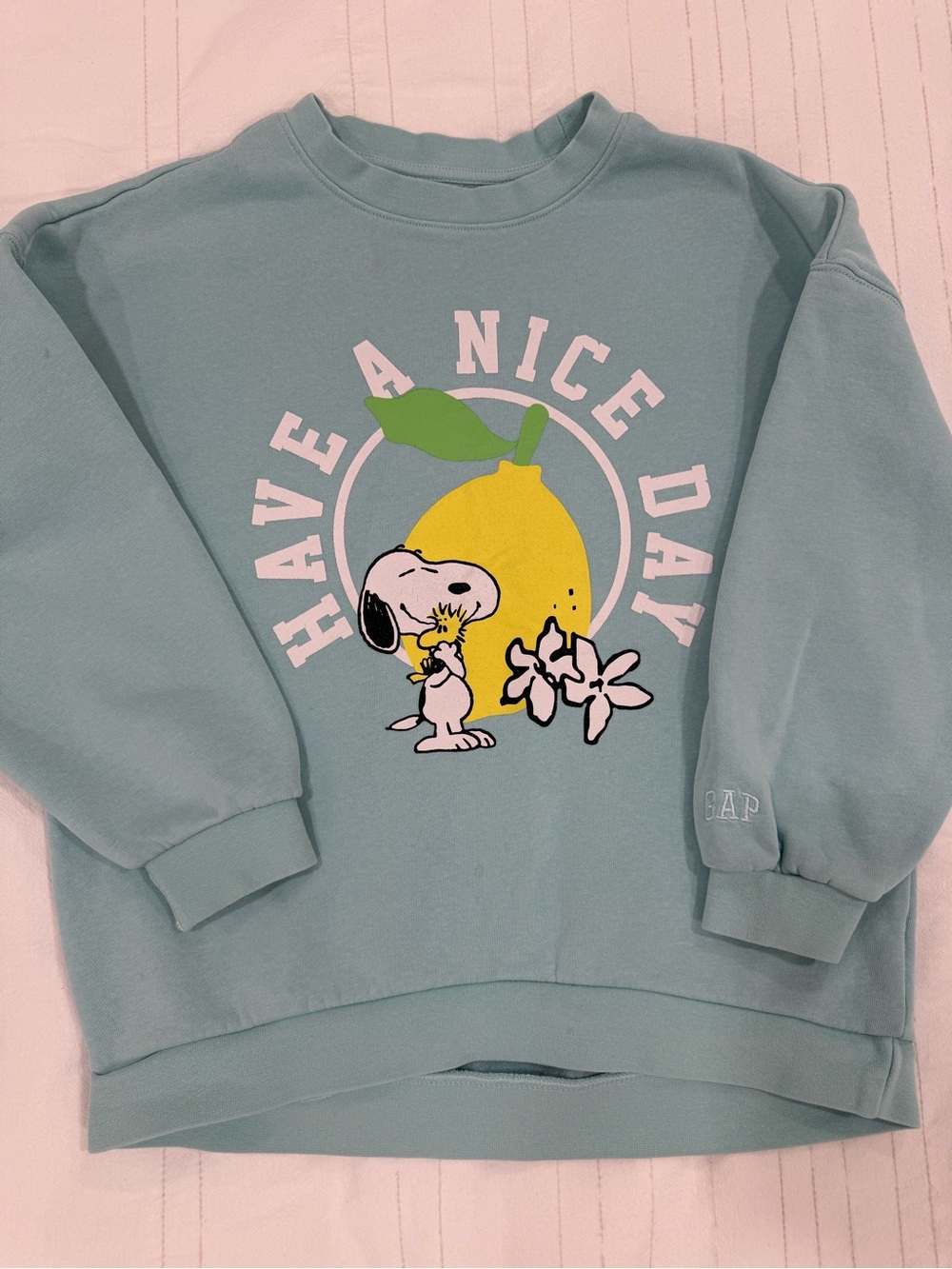 GAP Pets Light Blue Snoopy 'Have a Nice Day' Sweatshirt